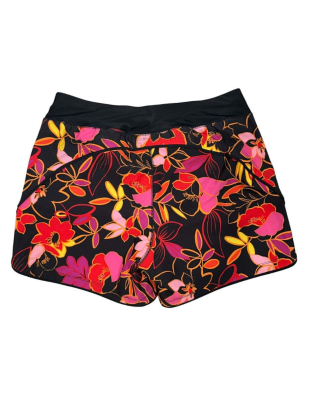 Lands' End Board Shorts Black Floral Boho Swim Beach Athletic Women's Size 10 - Picture 3 of 6